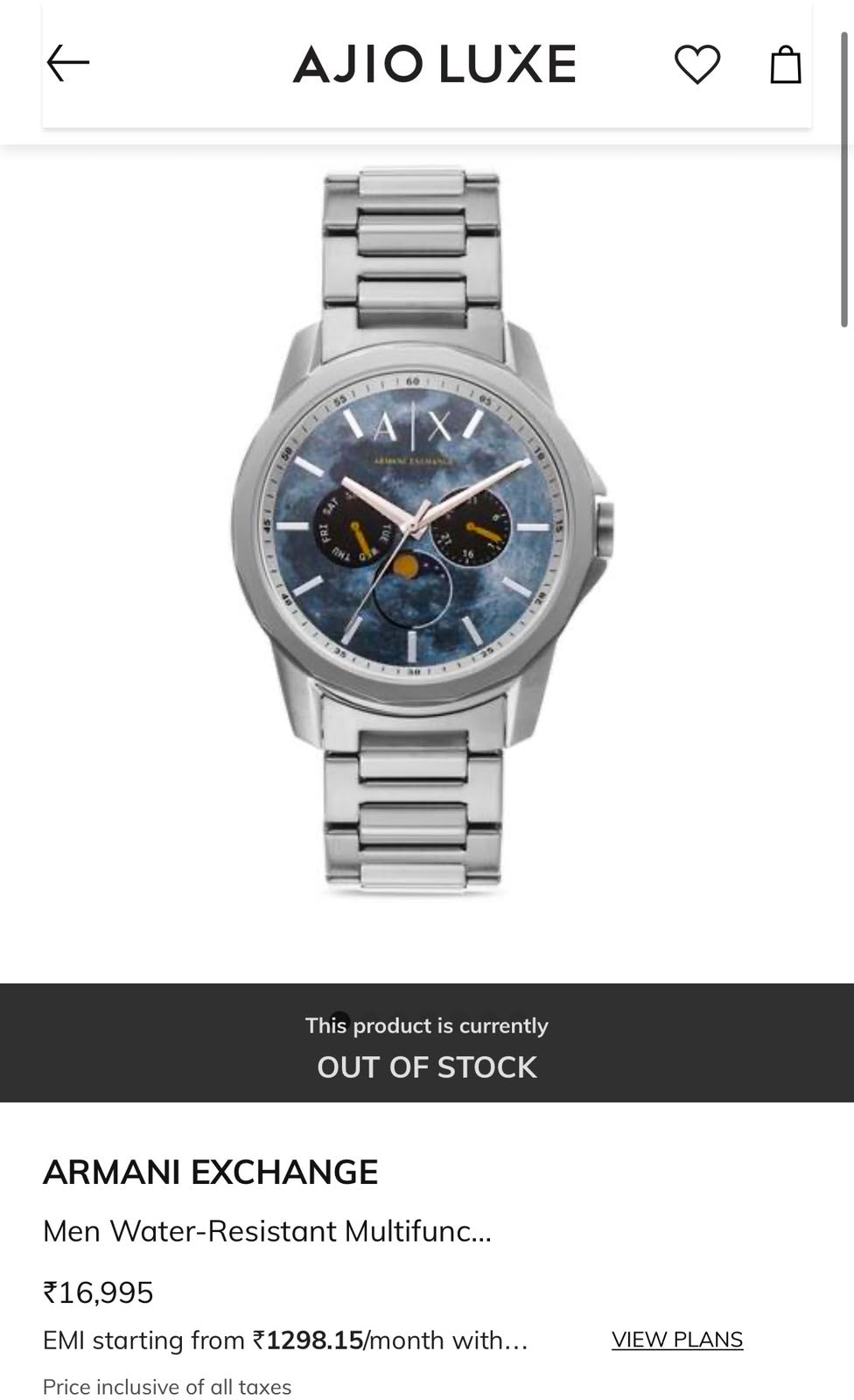 Armani Exchange Men’s Stainless Steel Chronograph Watch