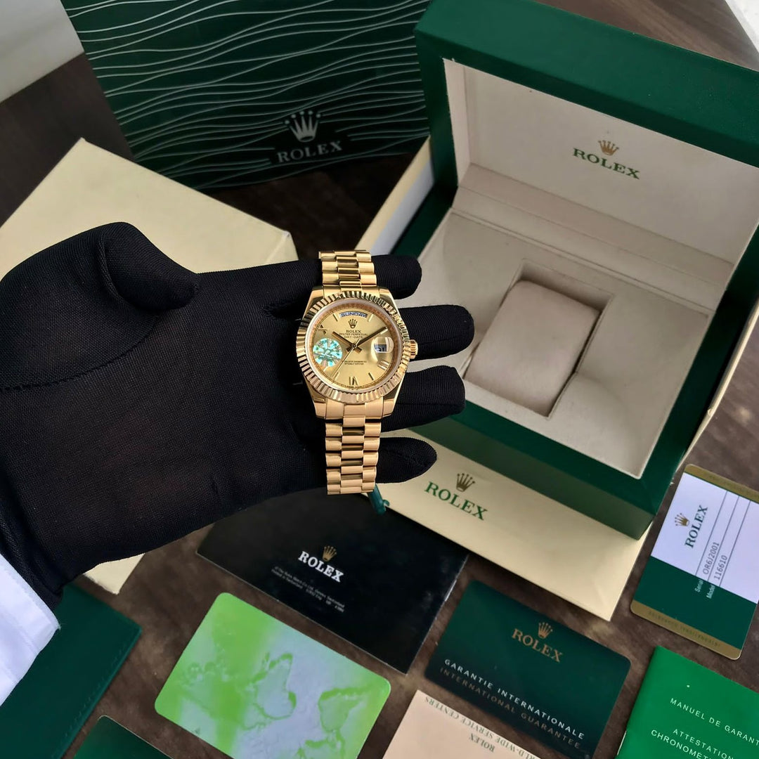 Luxury rlx DayDate Gold edition watch