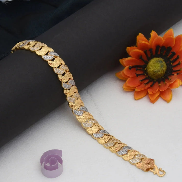 1 Gram Gold Plated with Diamond Glamorous Bracelet - Style C522 - AmazingBaba