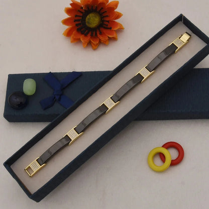 Black & Gold with Diamond Lovely Ceramic Bracelet - Style C447 - AmazingBaba