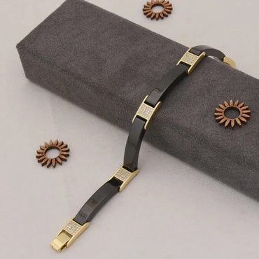 Black & Gold with Diamond Lovely Ceramic Bracelet - Style C447 - AmazingBaba