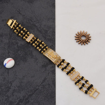 Mahadev Design High-Quality Gold Plated Rudraksha Bracelet for Men - Style C735 - AmazingBaba