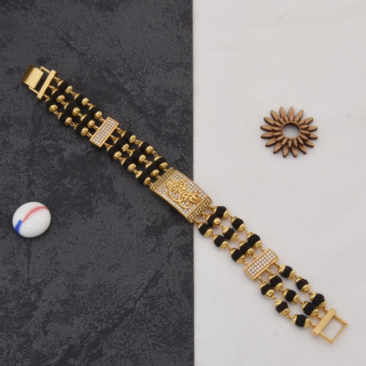Mahadev Design High-Quality Gold Plated Rudraksha Bracelet for Men - Style C735 - AmazingBaba