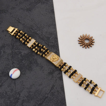 Lion Best Quality Durable Design Gold Plated Rudraksha Bracelet for Men - Style C736 - AmazingBaba