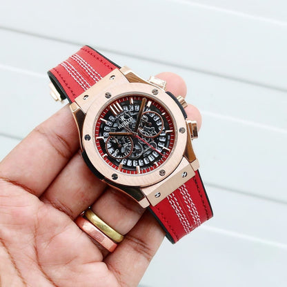 Amazing Red Sporty style leather Men's Watch - AmazingBaba