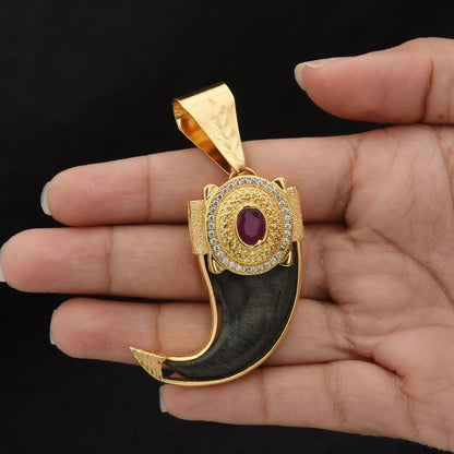 Glamorous Design Gold Plated Artificial Lion Nail Pendant for Men - Style B593 - AmazingBaba