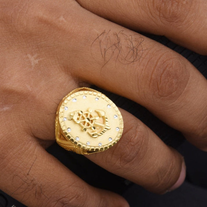 1 Gram Gold Plated Charming Design Premium-Grade Quality Ring for Men - Style B423 - AmazingBaba