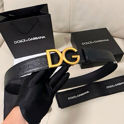 DOLCE &amp; GABBANA SIGNATURE LOGO BUCKLE WITH TEXTURE STRAP