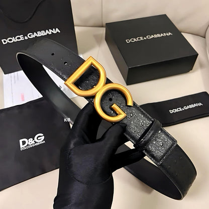 DOLCE &amp; GABBANA SIGNATURE LOGO BUCKLE WITH TEXTURE STRAP