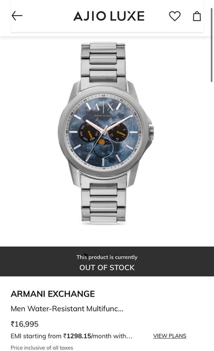 Armani Exchange Men’s Stainless Steel Chronograph Watch