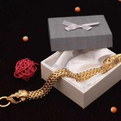 Very High Quality Skull Design Glossy Golden Stainless Steel Bracelet - Style A759