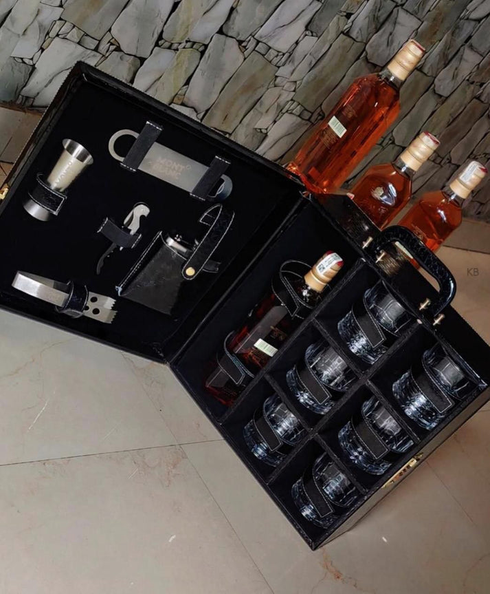 MB Crocodile Leather Whisky Case - AmazingBaba