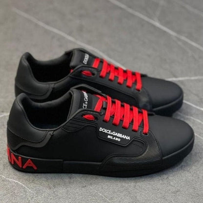D&G Portofino Black Red Sneakers shoes - AmazingBaba