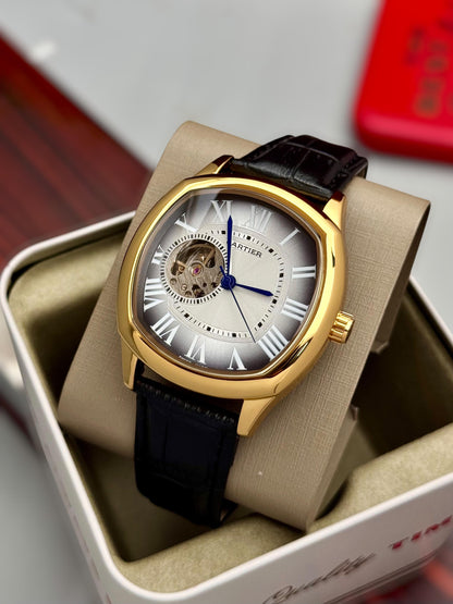 Cartier-inspired Automatic Skeleton Watch