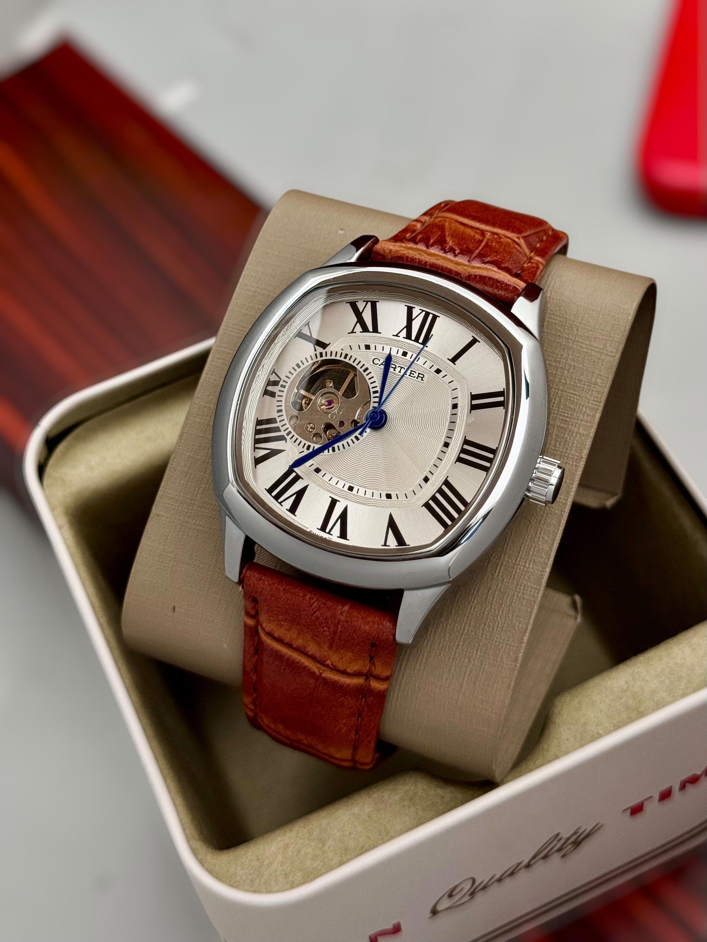 Cartier-inspired Automatic Skeleton Watch